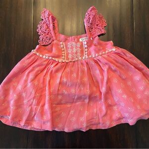 Baby Girl Jessica Simpson Pink Sleeveless Lace Stitch Dress Size 18-24M